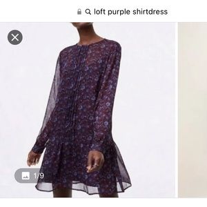 Loft ruffle  floral print shirt dress with slip nwot size s